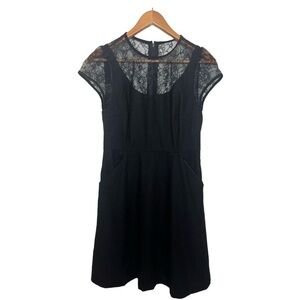 Susana Monaco Women’s Size 6 Black Wool Blend Lace Dress